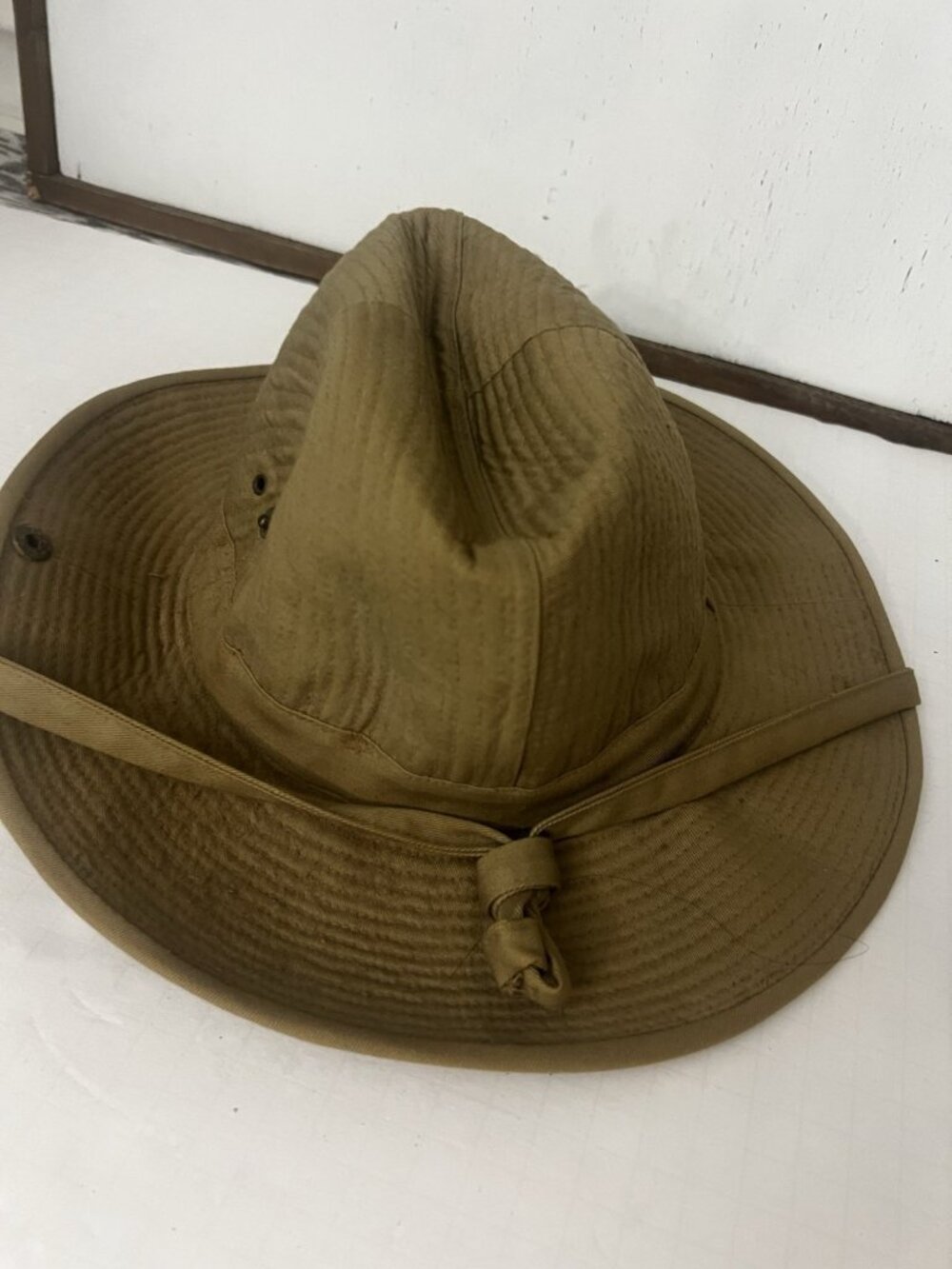 Vtg 80s Banana Republic French Army Bush Safari Hat Sz S Side Snap Cotton Khaki